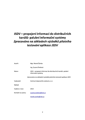 Metodika JSDV – propojení informací do distribučních kanálů - palubní informační systémy